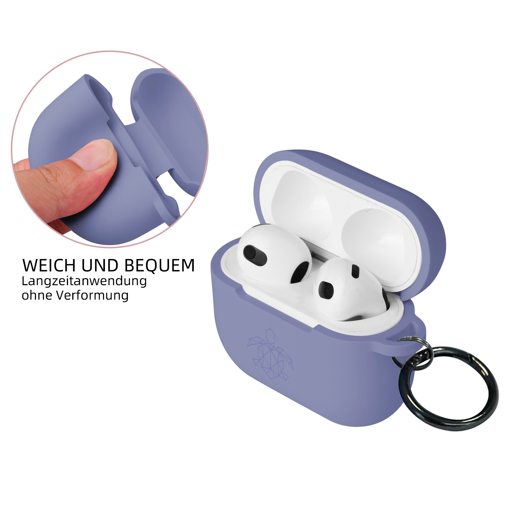 turtleandcase Silikonhülle AirPods 3 Hülle mit Karabiner