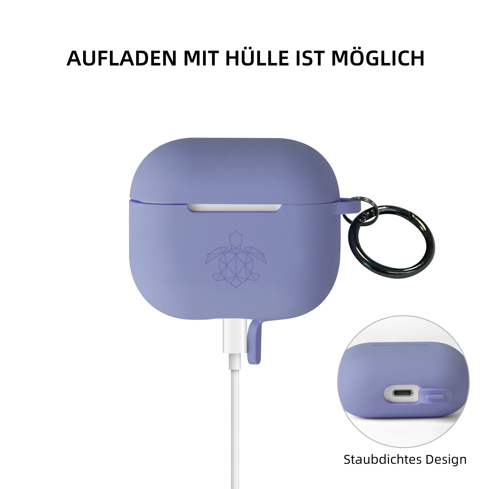 turtleandcase Silikonhülle AirPods 3 Hülle mit Karabiner