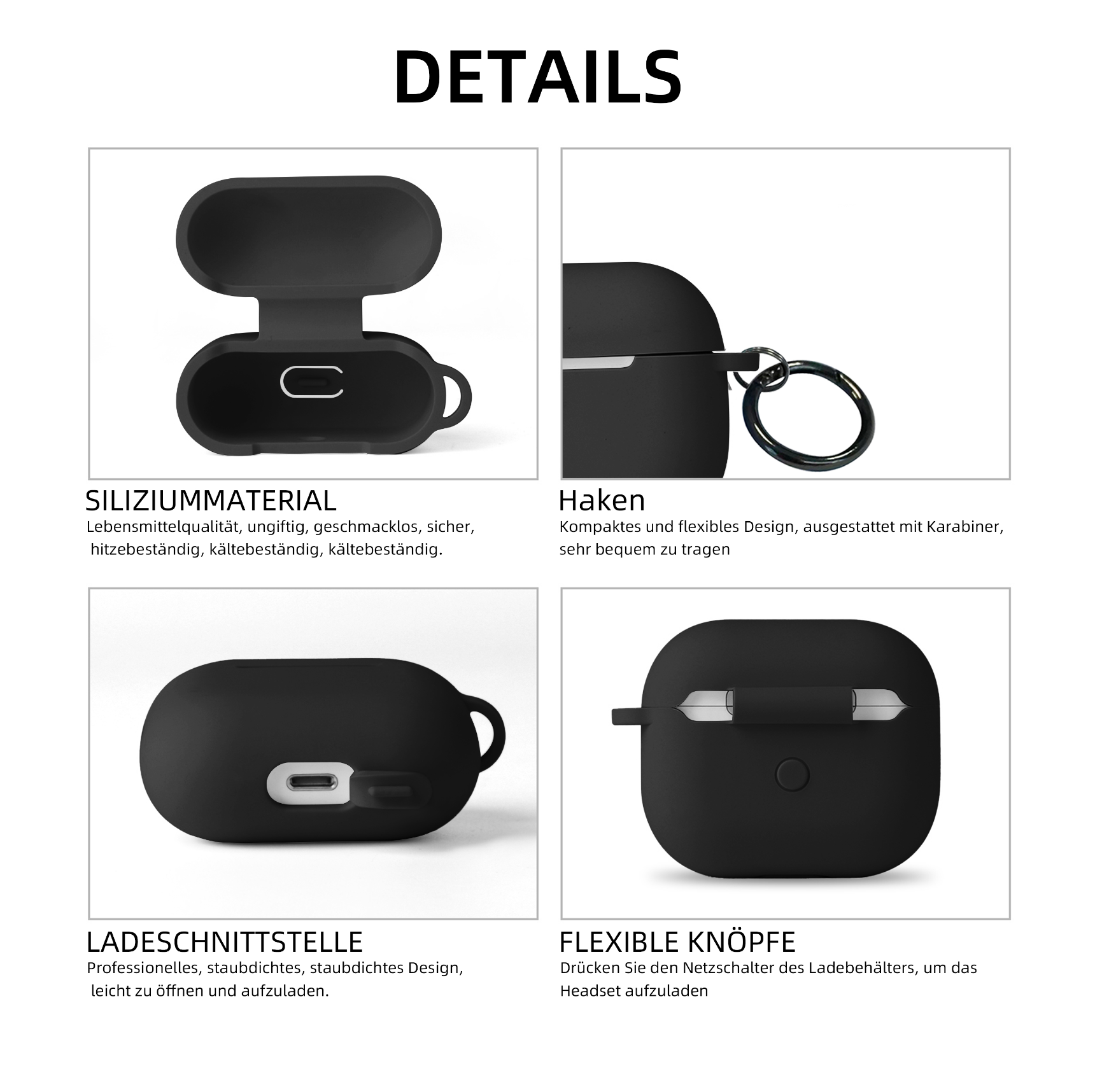 turtleandcase Silikonhülle AirPods 3 Hülle mit Karabiner