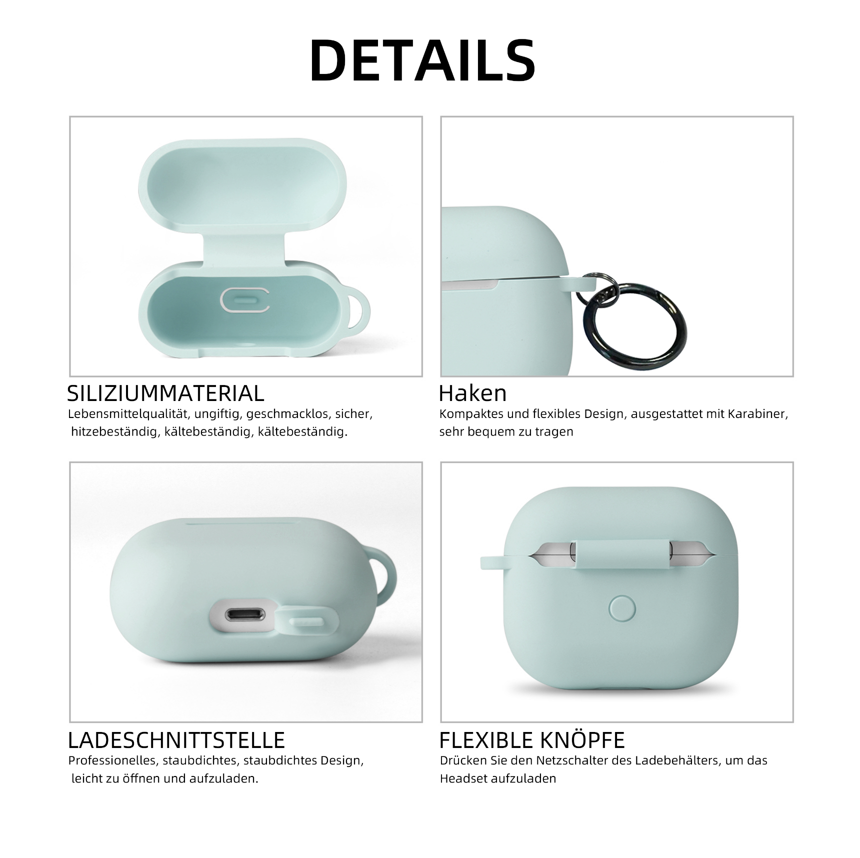 turtleandcase Silikonhülle AirPods 3 Hülle mit Karabiner