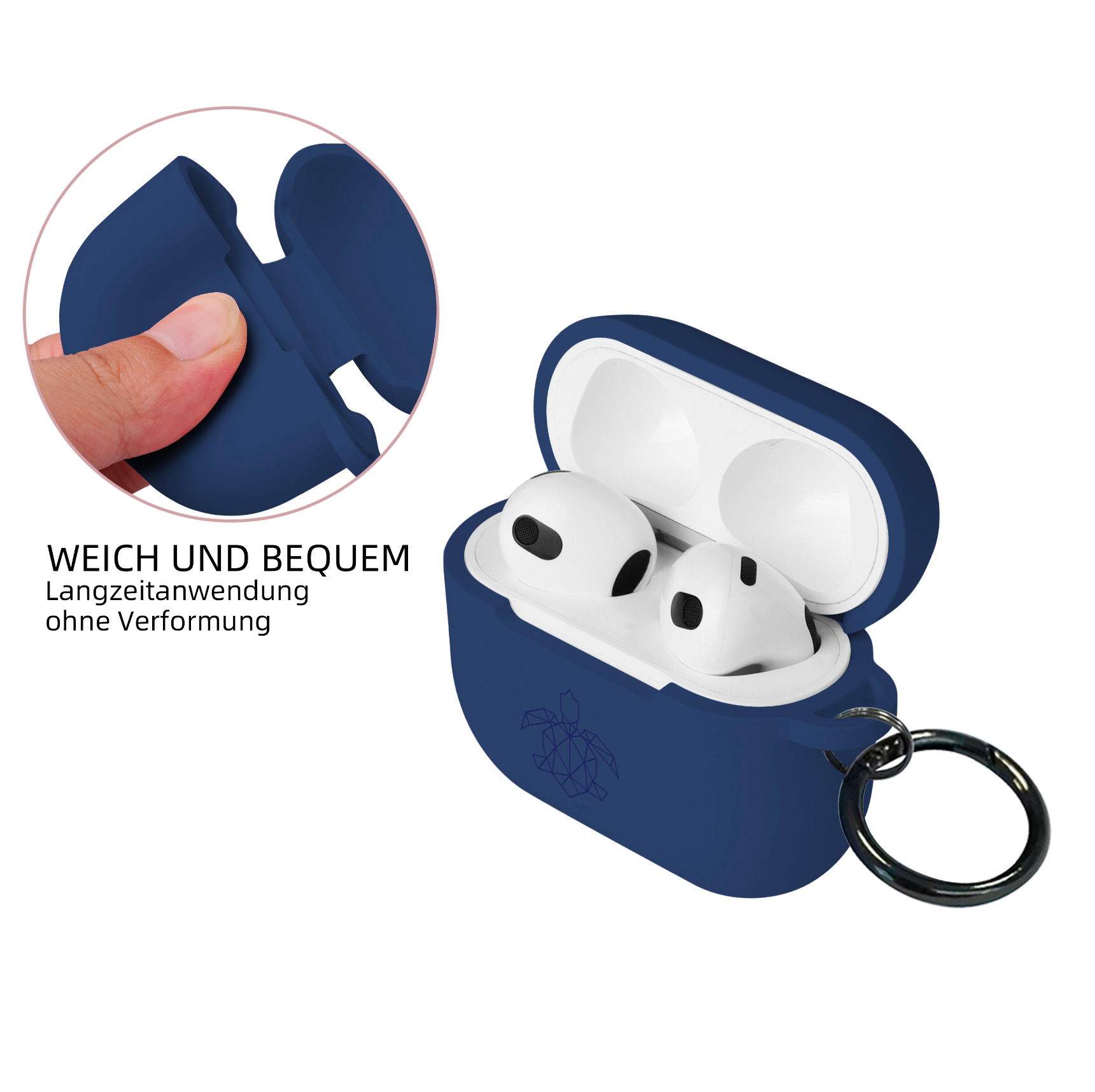 turtleandcase Silikonhülle AirPods 3 Hülle mit Karabiner