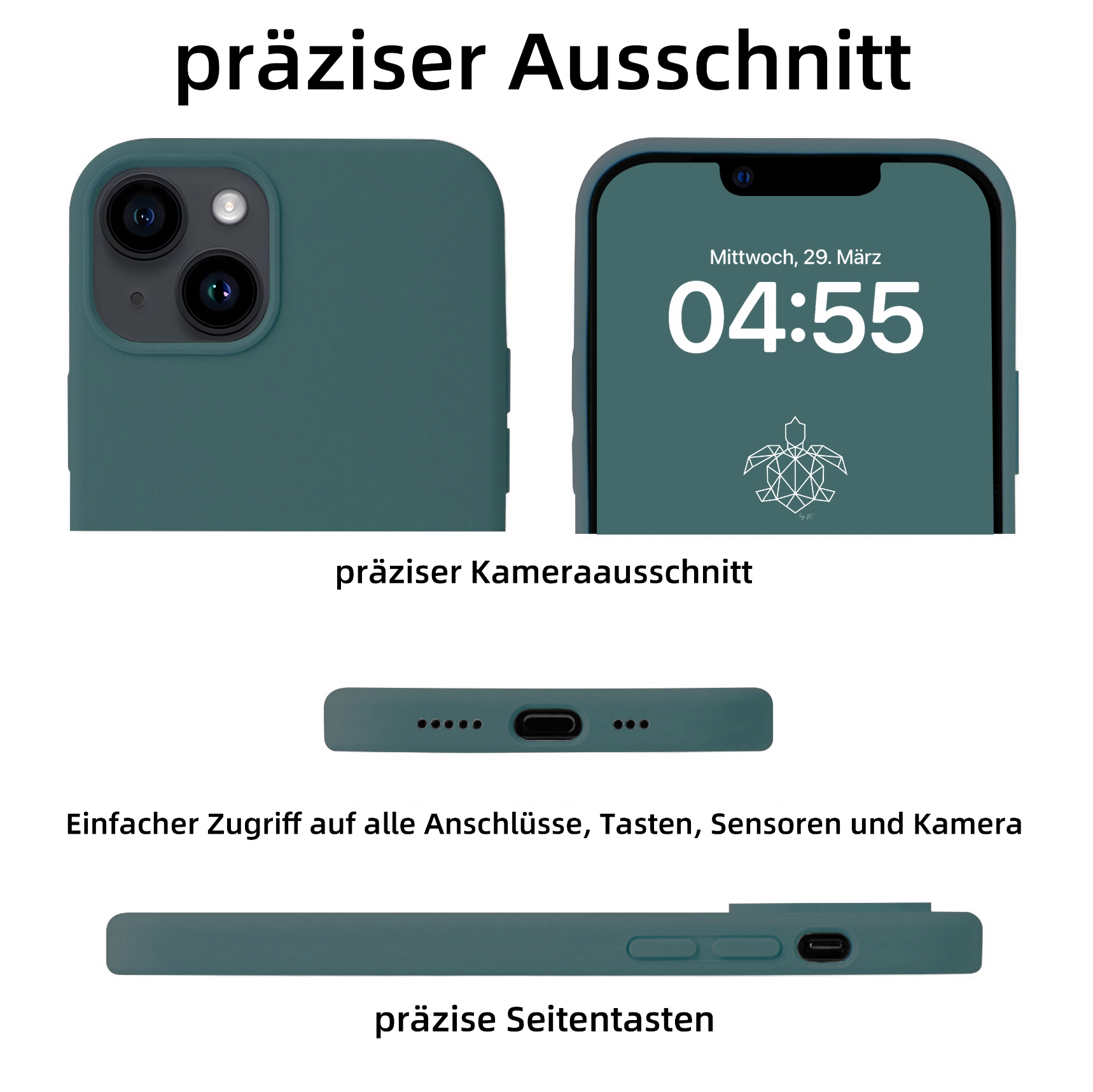 turtleandcase iPhone 14 Silikon Handyhülle & kostenlosem Panzerglas