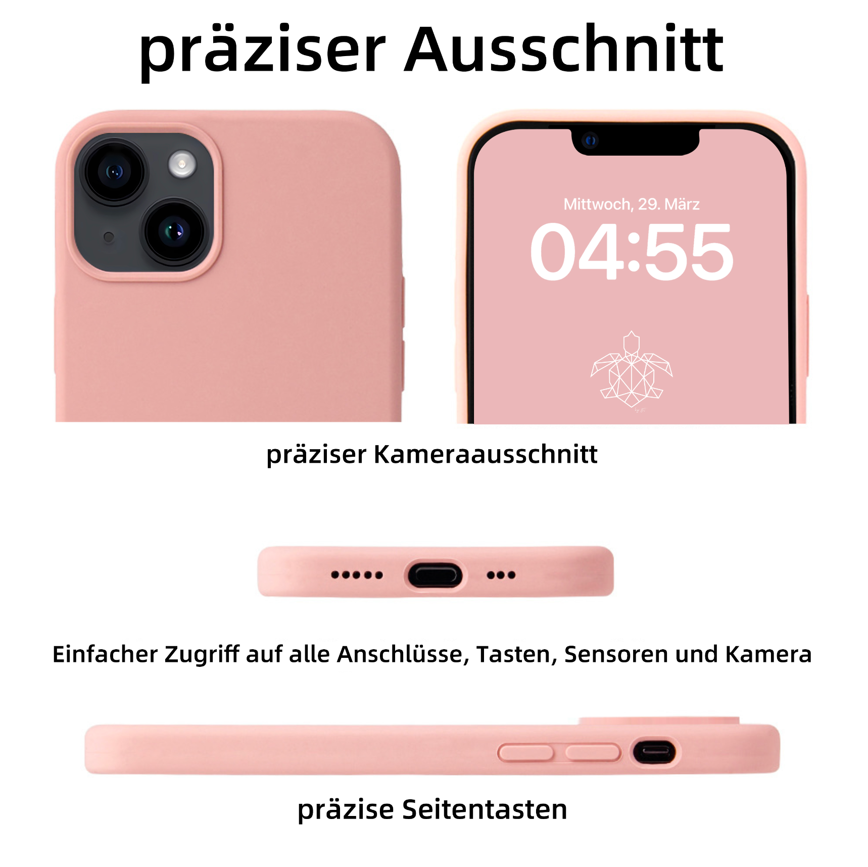 turtleandcase iPhone 14 Plus Silikon Handyhülle & kostenlosem Panzerglas