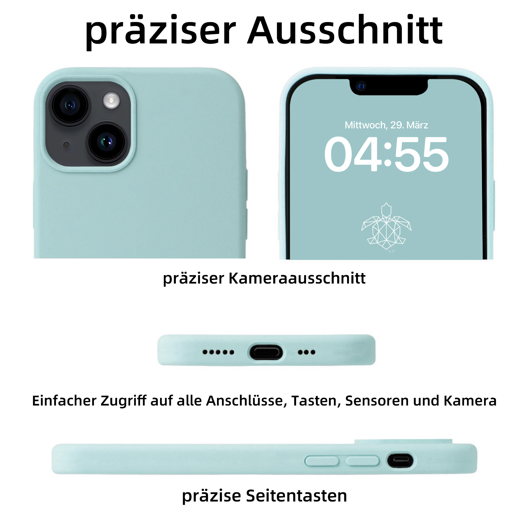 turtleandcase iPhone 14 Silikon Handyhülle & kostenlosem Panzerglas