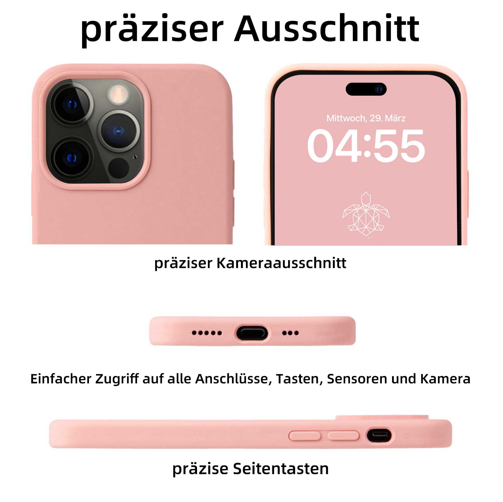 turtleandcase iPhone 14 Pro Max Silikon Handyhülle & kostenlosem Panzerglas