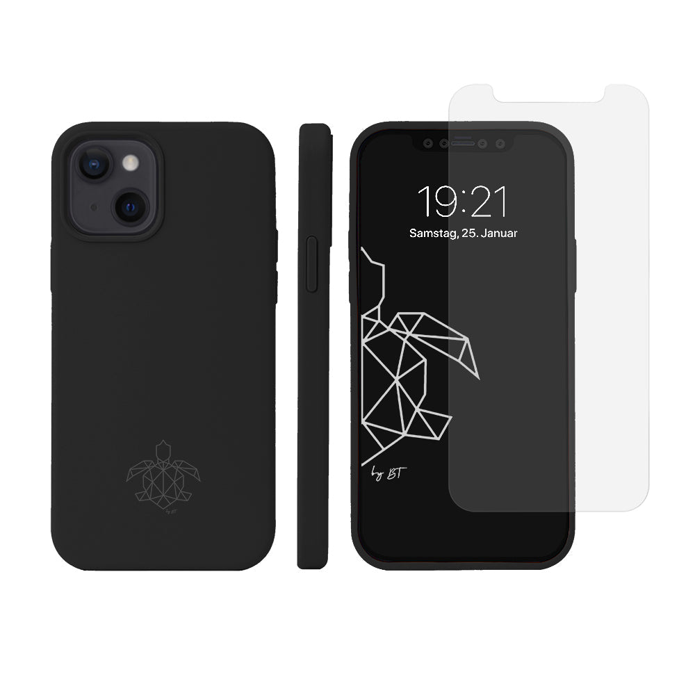 turtleandcase iPhone 13 Mini Silikon Handyhülle & kostenlosem Panzerglas