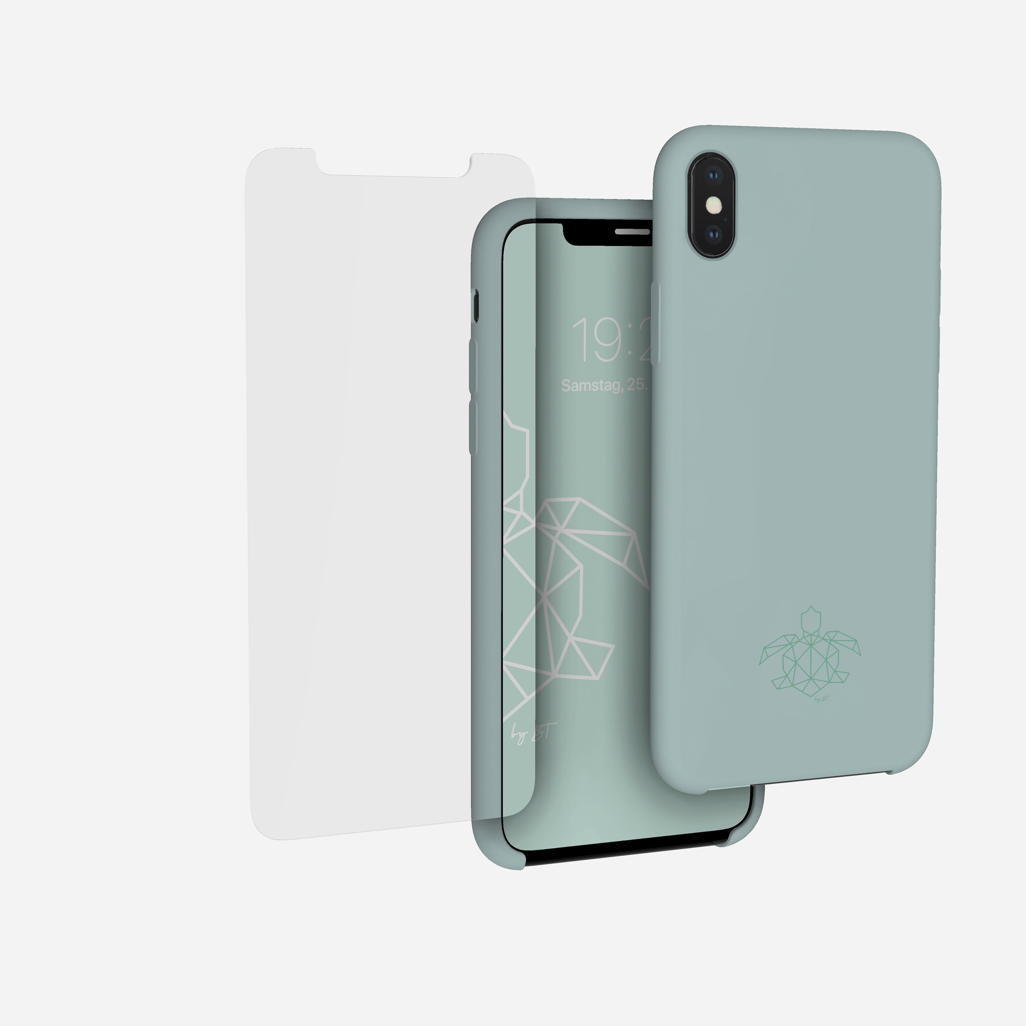 turtleandcase iPhone X/XS Silikon Handyhülle & kostenlosem Panzerglas