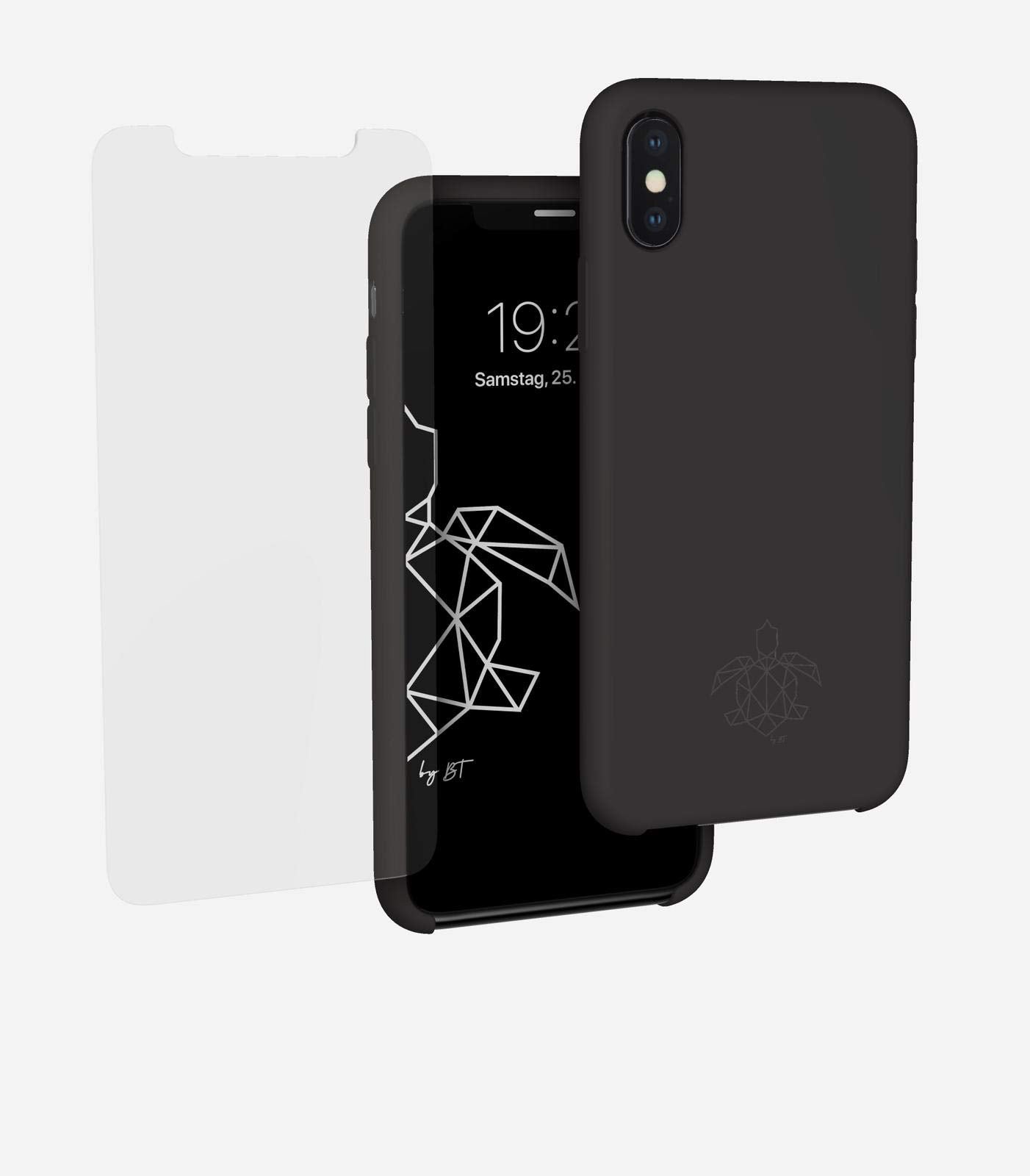 turtleandcase iPhone X/XS Silikon Handyhülle & kostenlosem Panzerglas