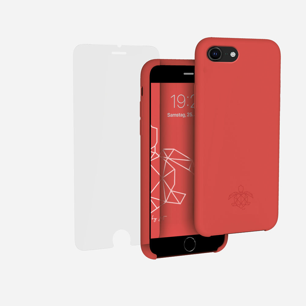 turtleandcase iPhone SE/7/8 Silikon Handyhülle & kostenlosem Panzerglas