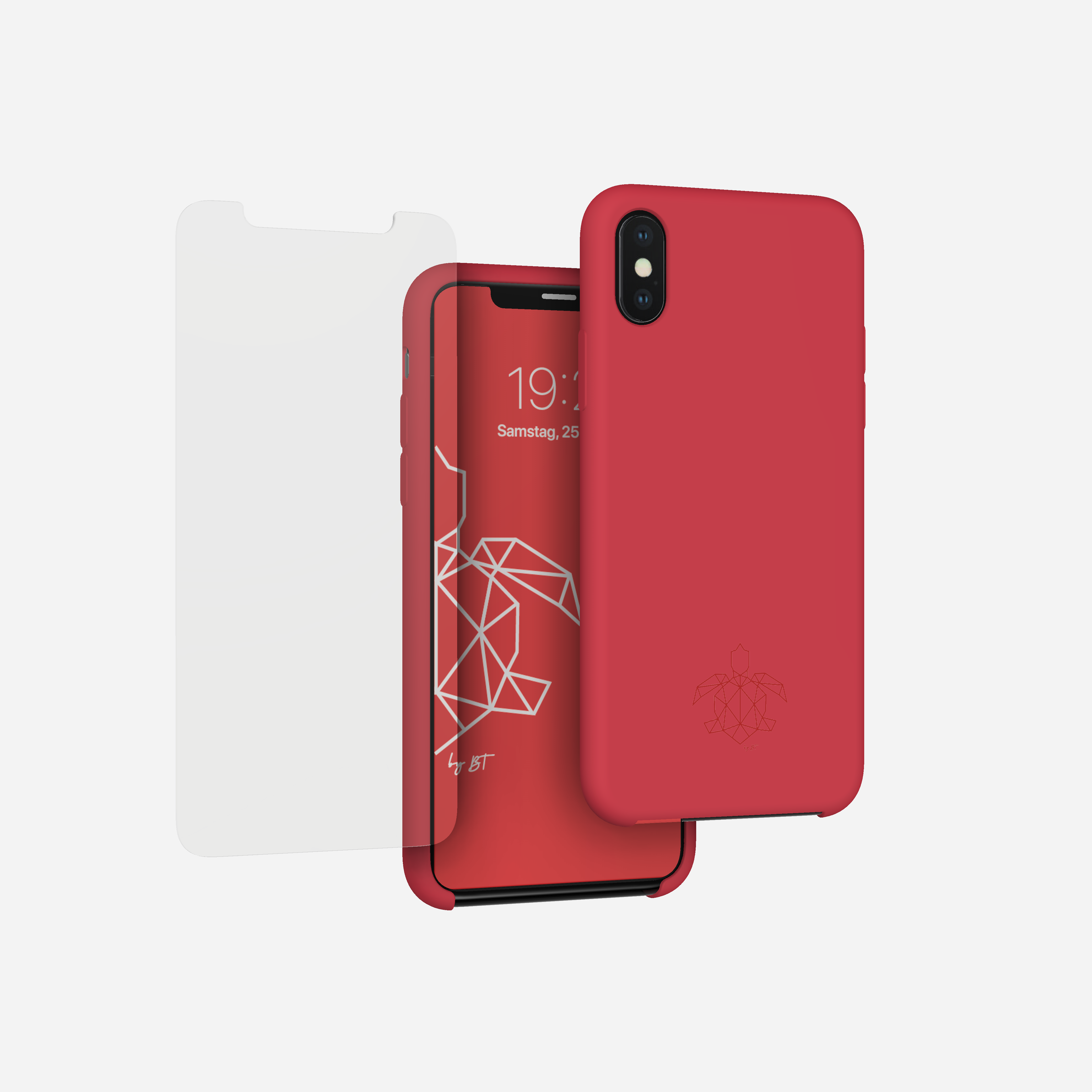 turtleandcase iPhone X/XS Silikon Handyhülle & kostenlosem Panzerglas