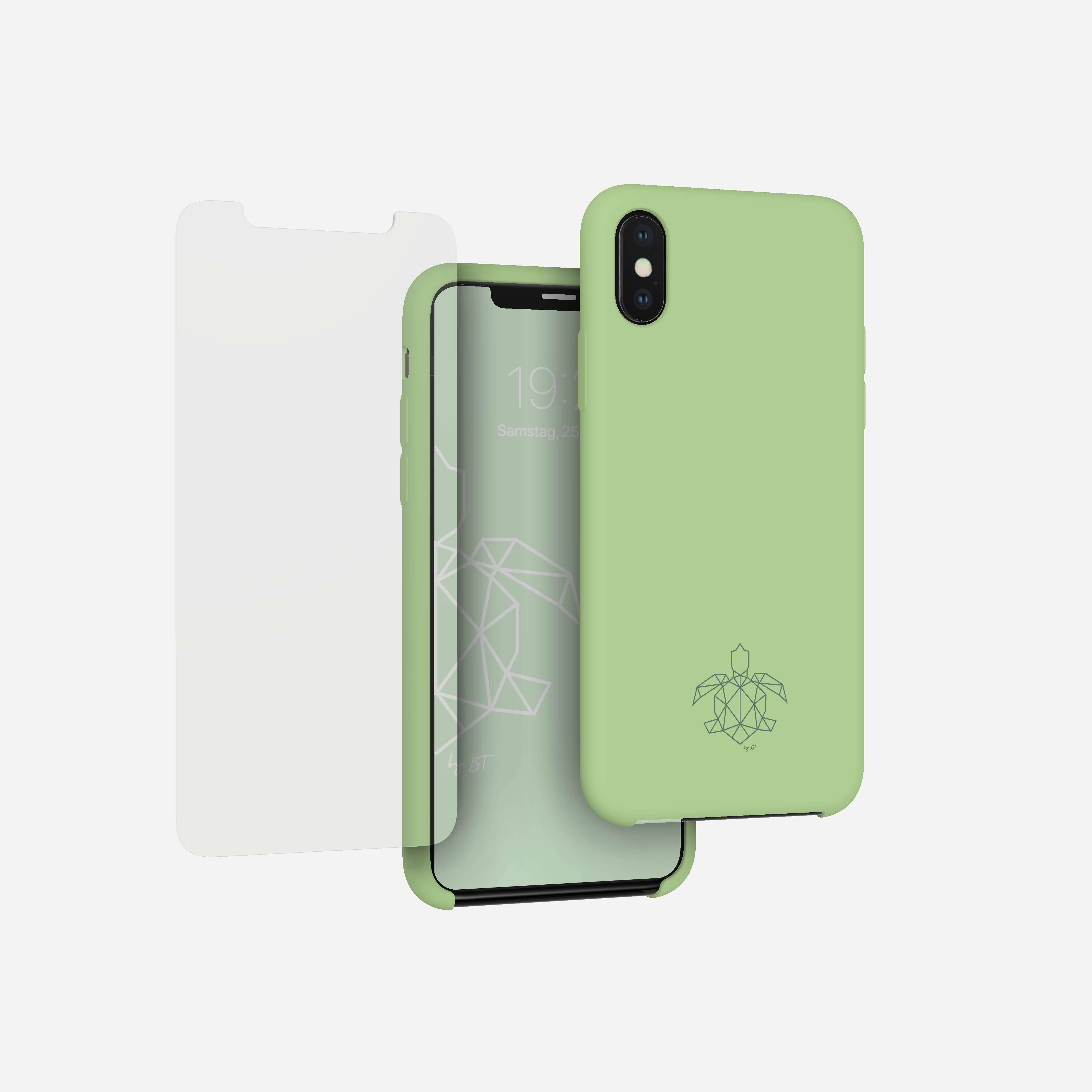 turtleandcase iPhone X/XS Silikon Handyhülle & kostenlosem Panzerglas